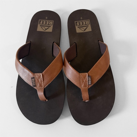 Reef Mens Brown TwinPin Slip On Open Toe Flip Flops Size 9...